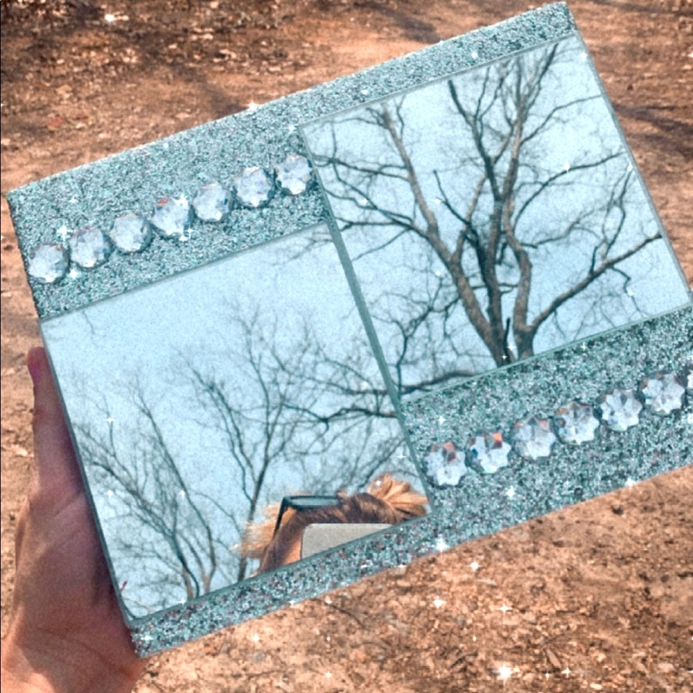 Handmade wall decor with mirrors.